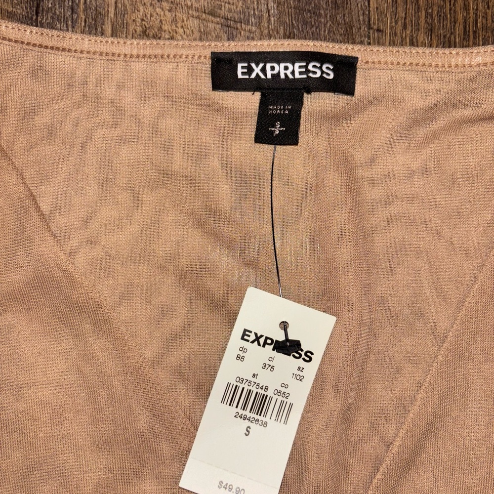 Express Tan Ruffle Blouse - Picture 3 of 4